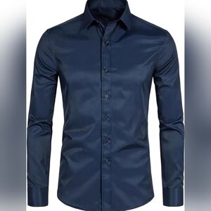 Men's Navy Slim Fit Long Sleeve Button Down Dress Shirt XL - New Without Tags